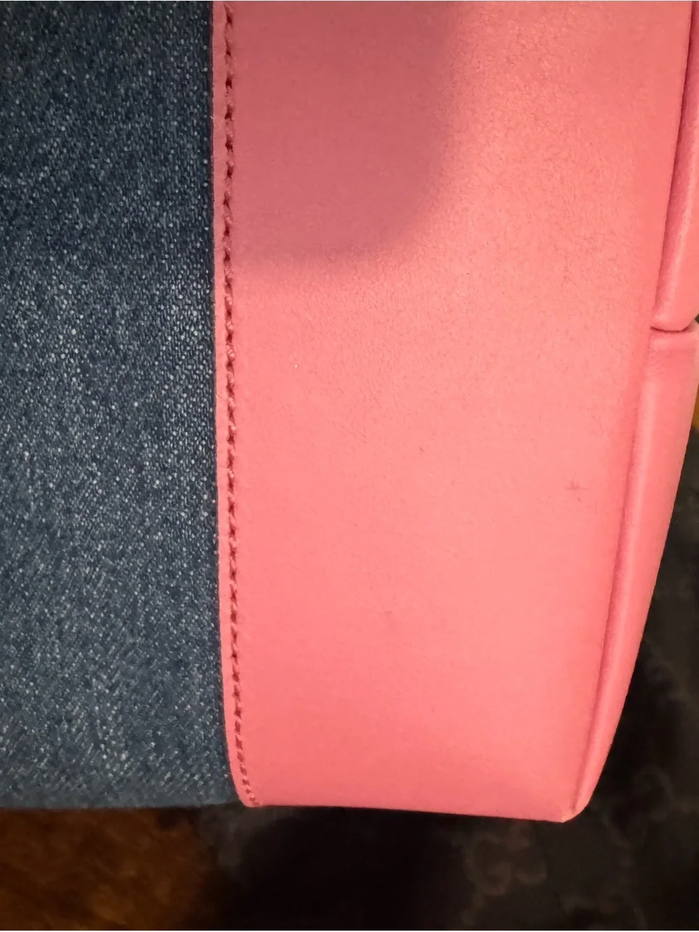 Gucci Denim Tote with Pink Leather Trim